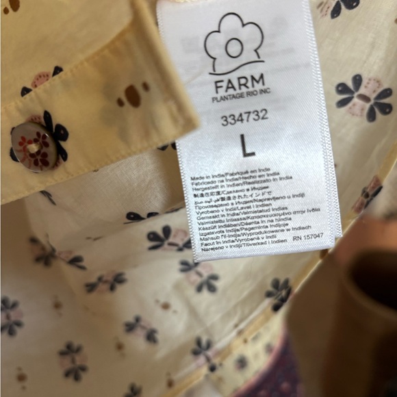 Farm Rio Ainika Chill Cotton Blouse, Size L - Picture 4 of 5
